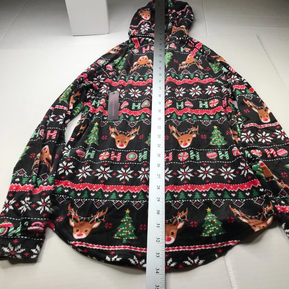 No Bo Junior's Christmas Plush Hooded Pullover Deer Ho Ho Size Sm 3-5 Black New - Picture 14 of 16